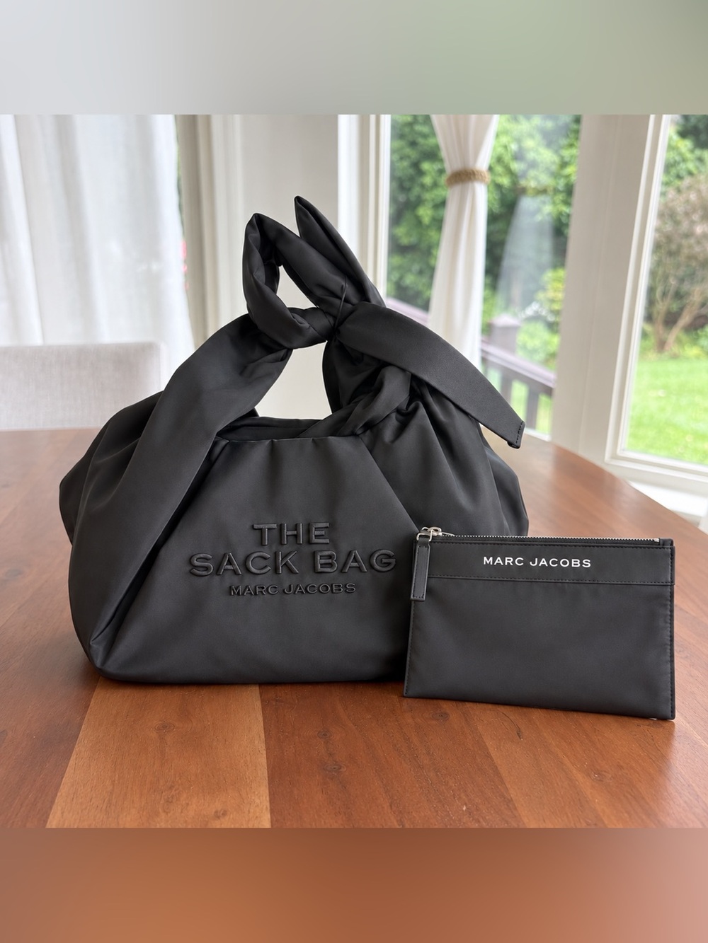 🎀 Marc Jacobs FULL SIZE The Bow Nylon Sack Bag 🖤 NWT RARE Black Statement Bag ✨